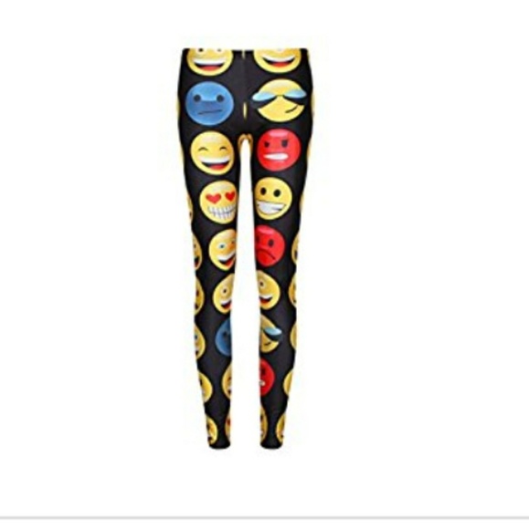 Emoji face cute leggings girls women size XS New - Picture 3 of 3